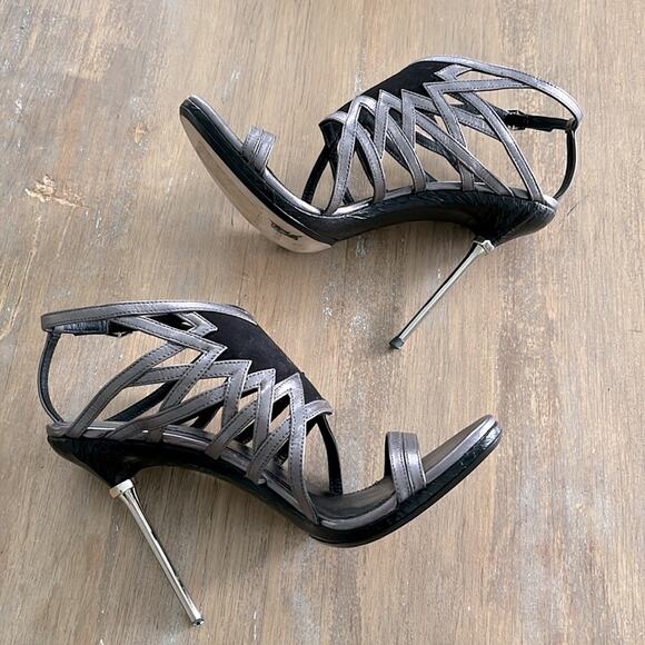 Brian Atwood Pumps Marseille Gladiator Metal Heels Sandals Shoes 7.5- 38 - Picture 13 of 14